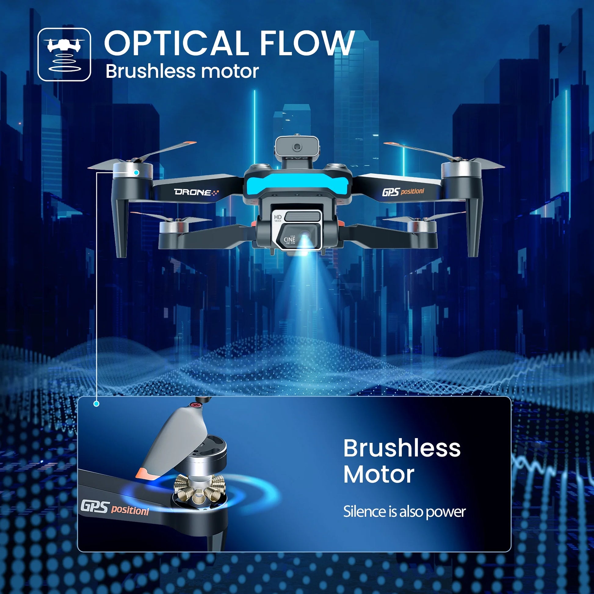 D99 GPS Drone with 8K UHD Camera, Foldable Quadcopter for Adults Beginners, Brushless Motor, VR Mode, 2 Batteries, Orange