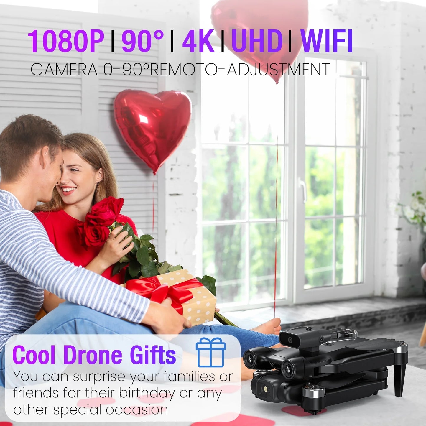 8" Drone with Camera - LH-X77PRO 1080P HD 4K Camera , RC Quadcopter, Drone for Adults and Beginners